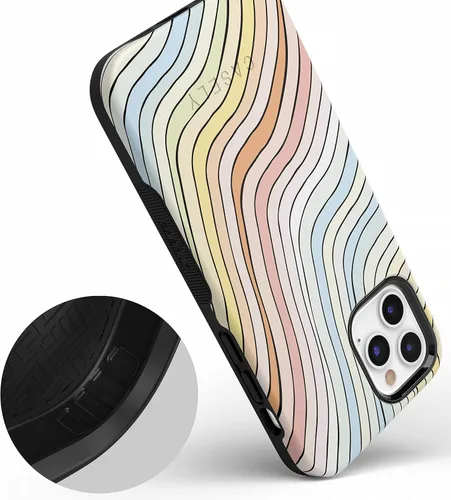 Miniatura 3 de Casely Funda para iPhone 11 Pro Max Ride The Wave Forro de arcoíris pastel Diseño protector audaz