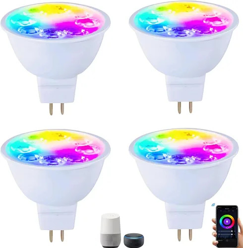 Miniatura 13 de Bombillas LED inteligentes GU10 regulables con cambio de color, foco GU10 RGB, foco LED WiFi y Bluetooth compatible con Alexa Google, 16 millones