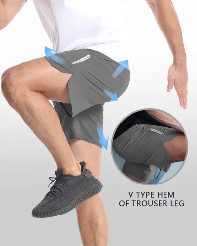 Miniatura 3 de CANGHPGIN Paquete de 2 pantalones cortos deportivos de entrenamiento para hombre, entrepierna de 7 pulgadas, pantalones cortos de senderismo