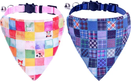 Miniatura 18 de Collares de gato KZHAREEN para Pascua, separables con bandana y campana, collar ajustable para gatito, perrito pequeño, niñas y niños Pascua-2