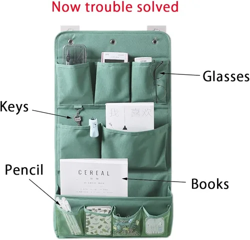 Miniatura 3 de Organizador colgante con bolsillos, bolsa de almacenamiento de pared y puerta con 3 ganchos adhesivos, organizador de almacenamiento colgante