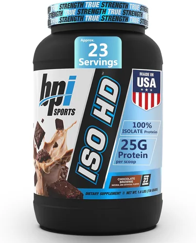 BPI Sports ISO HD Proteína Aislada en Polvo – 100% Aislado de Suero, Polvo de Proteína para Ganancia Muscular - Chocolate Brownie - 1.6 Libras - 23