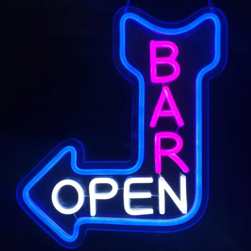 Letrero de Neón Abierto de Barra, Luz de Neón de Flecha Abierta para Barra, Club de Bar, Tienda de Cerveza, Cueva del Hombre, Restaurante, Ocasiones