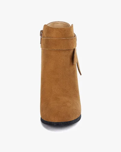 Miniatura 5 de Botines de mujer con nudo cerrado y cremallera lateral, tacón apilado, botines de cuña