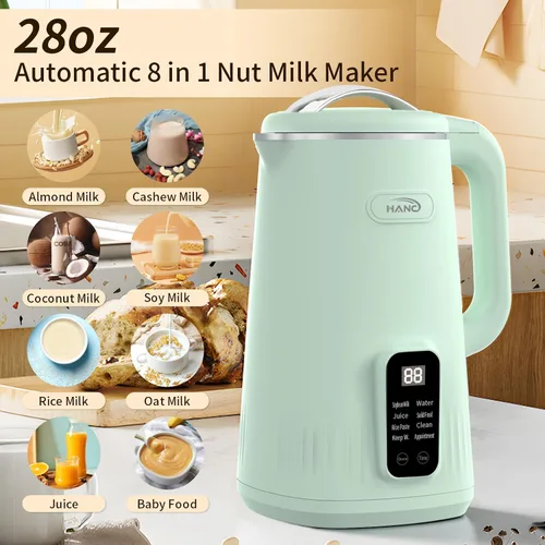 Miniatura 2 de Máquina para fabricar leche de nueces, 28 onzas, automática 8 en 1 de operación silenciosa, máquina de leche de soja, almendras caseras, coco, jugo