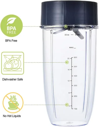Miniatura 2 de Piezas de repuesto para licuadora Nutribullet, tazas de 32 oz y 24 oz con cuchilla extractora de repuesto, compatible con licuadoras Nutri Bullet