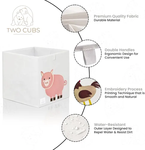 Miniatura 3 de Two Cubs Caja plegable de almacenamiento de juguetes para niños, cubo organizador de cubo de 13 x 13 pulgadas con tableros de plástico duraderos