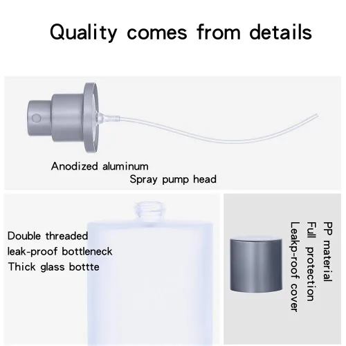 Miniatura 4 de Paquete de 2 botellas vacías de vidrio esmerilado de 3.4 fl oz/3.38 onzas, atomizador de perfume, botellas de perfume vacías recargables en aerosol
