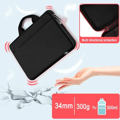 Miniatura 3 de Hseok Funda para laptop de 13.3 a 14 pulgadas, portafolios de 180 grados resistente al agua y a los golpes con forro de terciopelo suave, compatible
