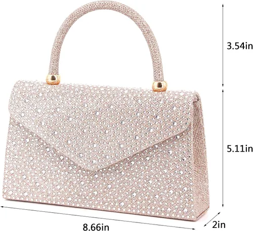 Miniatura 2 de Naimo Bolso de mano de cristal brillante con asa superior bolso de hombro cruzado para boda fiesta novia