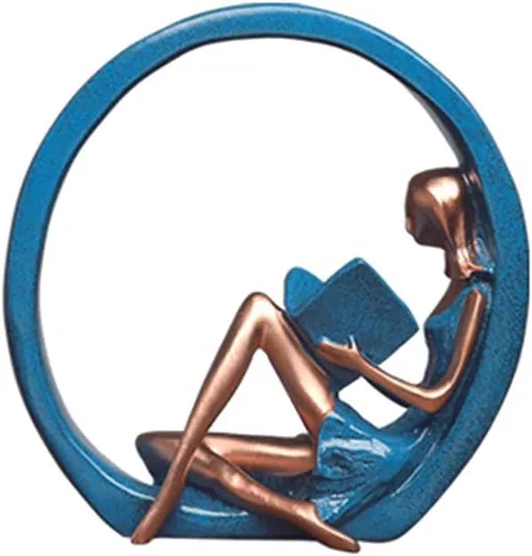 Miniatura 8 de EKDJKK Estatuilla de resina leyendo un libro, estantería de yoga para niña, decoración estética, escultura, pieza de acento, esculturas artísticas