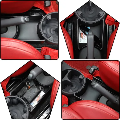 Miniatura 2 de HAPPYHORSE Caja de Almacenamiento para Consola de Coche Bandeja Organizadora Compatible con Fiat 500 2007-2015 Portavasos de Control Central Caja
