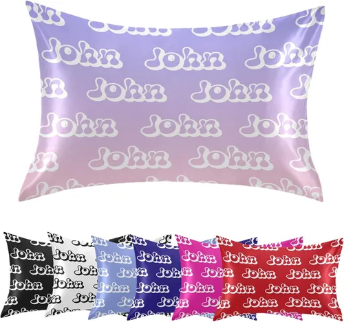 Miniatura 35 de Fundas de almohada negras personalizadas de seda con cierre de sobre, funda de almohada de satén tamaño estándar para personas que duermen