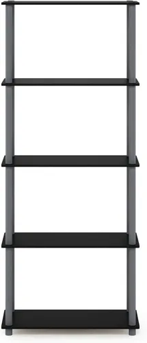 Miniatura 6 de Furinno Turn-N-Tube - Estantería multiusos de 5 niveles, estantería para exhibición, almacenamiento o libros, de tubos redondos, color negro y gris