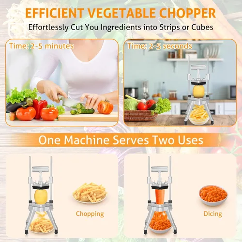 Miniatura 2 de WICHEMI Picador comercial de verduras y frutas, cortador de acero inoxidable para cebollas, papas, pimientos y champiñones (1/4 de pulgada)