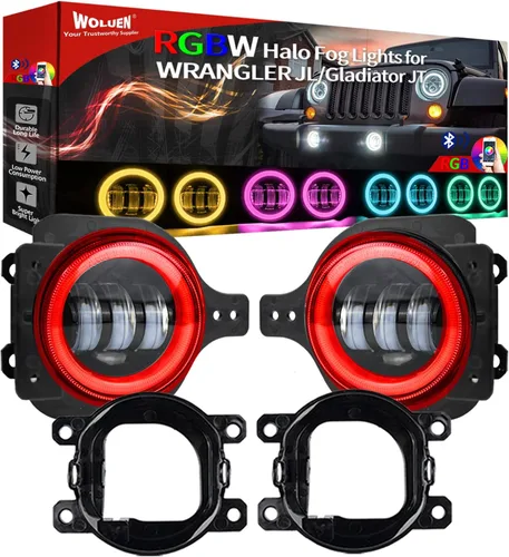 Miniatura 4 de Luz antiniebla de 4 pulgadas para Wrangler JL Gladiator Sport Luces antiniebla con halos RGBW Compatible con 2018-2023+ Wrangler JL JLU Unlimited