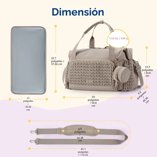 Miniatura 6 de mommore - Bolso para pañales, bolsos de gran capacidad para viajes, bolso para hospital para parto, bolso para bebé con estuche para chupete