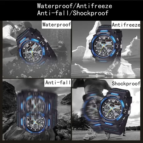 Miniatura 2 de PASNEW Boys Watch Alarm Analog Digital Dual Time Watch Outdoors Sports Casual Kids Wrist Watches,50M Waterproof Watches