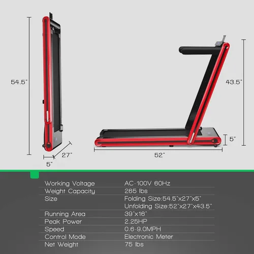 Miniatura 7 de GYMAX Caminadora 2 en 1 para debajo del escritorio, máquina de correr plegable con pantalla LED doble, aplicación y control remoto, almohadilla
