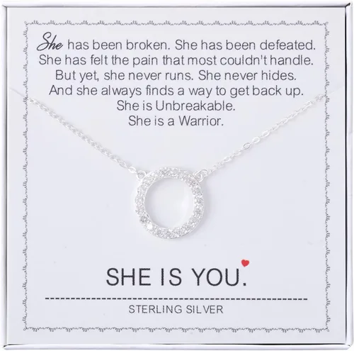 Collar para mujeres y niñas, collar de círculos de plata de ley, collar de fuerza de coraje, guerreros, ideas de regalos