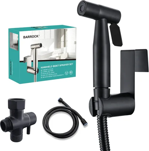 Miniatura 10 de BARROCK Pulverizador de bidé para inodoro, rociador de mano con chorro para inodoros existentes con manguera de bidé, presión de agua ajustable