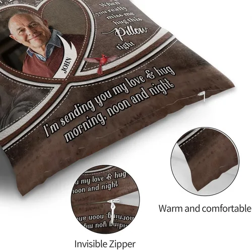 Miniatura 3 de ENCYCOM Almohada personalizada con texto en inglés "A Hug from Heaven", regalo de condolencias por pérdida de seres queridos, regalos de recuerdo