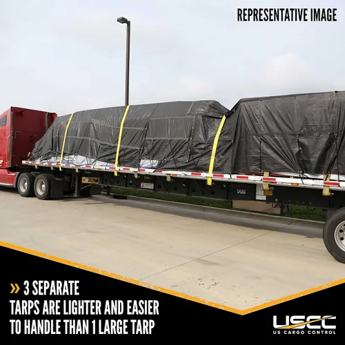 Miniatura 9 de US Cargo Control Lona de madera ligera de 3 piezas, material impermeable de poliéster recubierto de PVC de 14 onzas, protección duradera para tu