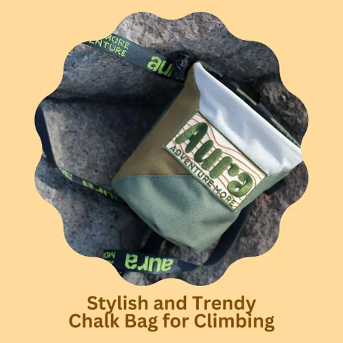 Miniatura 6 de Aura - Bolsa de tiza para escalada en roca, bolsa de tiza Bouldering con forro polar, cierre de cordón y soporte para cepillo, cinturón ajustable