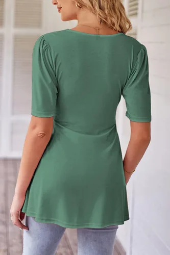 Miniatura 4 de LAISHEN Camisas de maternidad para mujer, manga corta, con lazo frontal, para maternidad