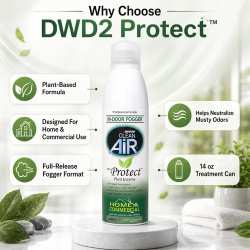 Miniatura 7 de DWD2 Protect™ Home & Commercial Tratamiento de Moho a Base de Plantas Eliminador de Olores de Moho con Nebulizador - Solución ecológica para un