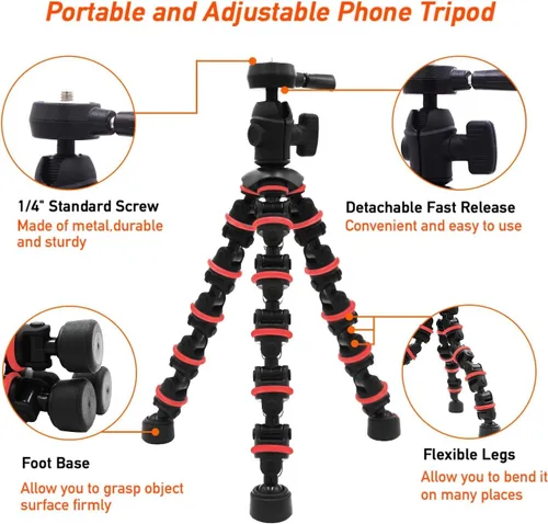 Miniatura 3 de Trípode para Teléfono, Trípode Pulpo Linkcool con Soporte de Montaje para Teléfono con Control Remoto Inalámbrico, Usar como Trípode para iPhone