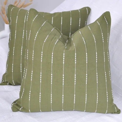 Miniatura 10 de Juego de 2 fundas de almohada modernas color gris de 18 x 18 pulgadas / 18 x 18 pulgadas / algodón tejido con patrón de rayas patrón de rayas