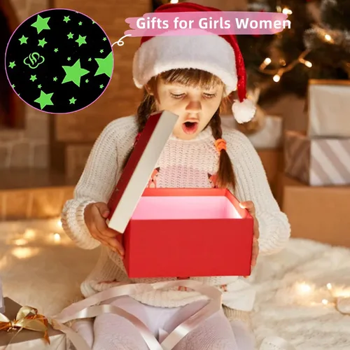 Miniatura 6 de Manta que brilla en la oscuridad para niñas, cumpleaños, color púrpura y rosa, luna y estrella, manta suave para niños, niñas pequeñas