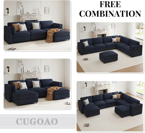 Miniatura 6 de Sofá biplaza extragrande de 83.5 pulgadas, sofás para sala de estar, sofá nube de felpilla de asiento profundo, sofá modular seccional, funda