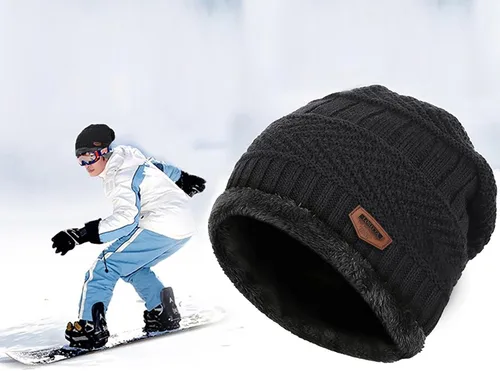 Miniatura 104 de Loritta Gorro de invierno cálido de punto grueso y holgado para hombre