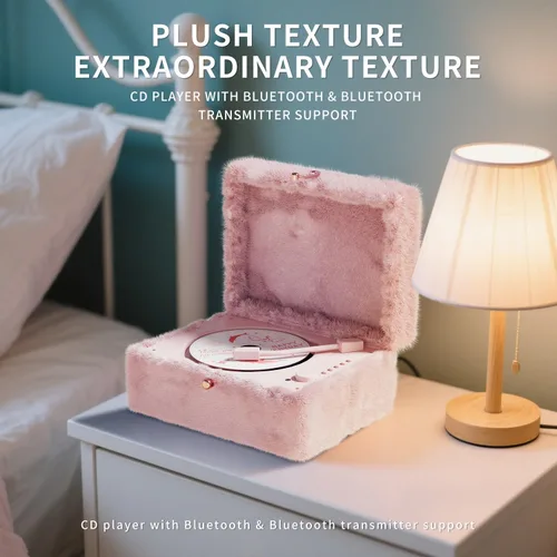 Miniatura 7 de Reproductor de CD rosa mullido con Bluetooth, control remoto