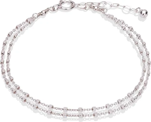 Miniatura 11 de Pulsera de doble cadena Annika Bella, cadena de mano de 6.5-7.5 pulgadas, pulseras de cadena de plata de ley 925, joyería minimalista para mujer