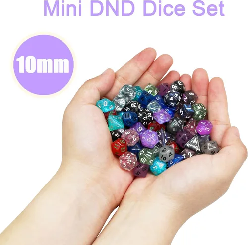 Miniatura 6 de Juego de dados Mini DND de 0.394 in, 15 juegos de dados poliédricos RPG (105 piezas) para MTG, RPG, D&D Dungeons and Dragons Juego de rol
