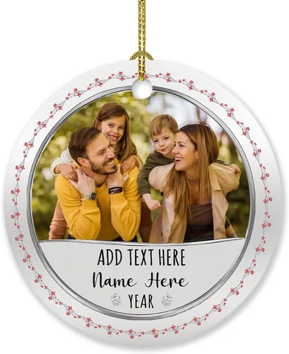 Miniatura 11 de Adorno de 5º aniversario, decoración del árbol de Navidad, nombres personalizados y recuerdos de aniversario de fotos, regalos para parejas juntas