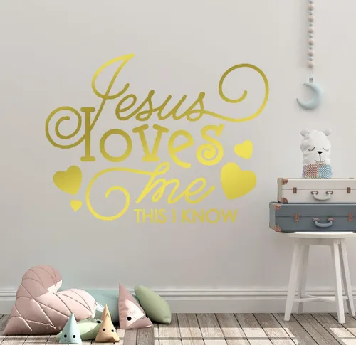 Miniatura 10 de 30 x 24 pulgadas Jesús me ama esto sé corazón lindo para la Biblia Tells Me So Song Niños calcomanía de pared mural arte decoración del hogar