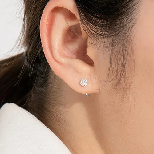 Miniatura 10 de Aretes pequeños de plata de ley 925 para mujer