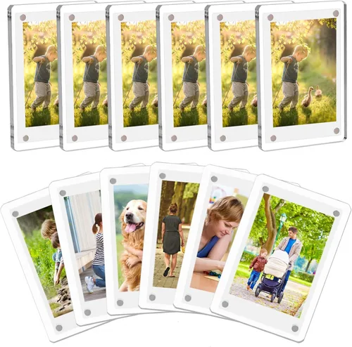 Miniatura 11 de Mini marco polaroid acrílico para fotos, paquete de 5 marcos magnéticos para refrigerador para pantalla de fotos Instax, transparente de doble cara