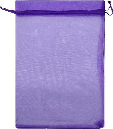 Miniatura 4 de Ankirol 50 bolsas de organza transparente, 12 x 16 bolsas grandes de organza con cordón (morado oscuro)