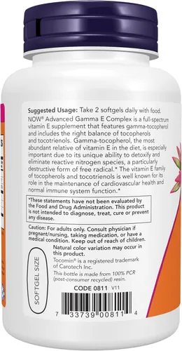 Miniatura 3 de Suplementos AHOR, Complejo Gamma E avanzado, tocoferoles mixtos y tocotrienoles, protección antioxidante*, 120 cápsulas blandas