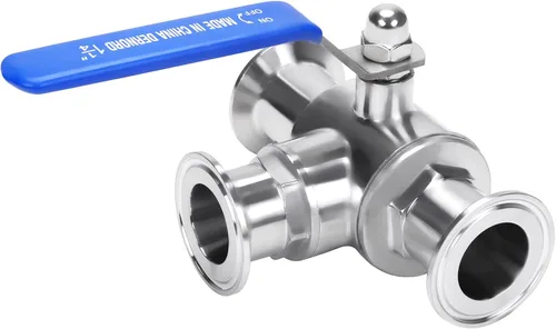 Miniatura 7 de DERNORD Válvula de bola sanitaria de tres abrazaderas de 1.5 pulgadas, válvula de bola de 3 vías T-Port de acero inoxidable 304, revestimiento