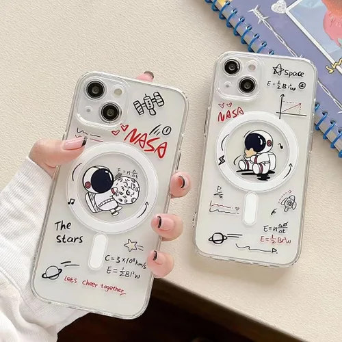 Miniatura 7 de Roemary Funda Astronautas Lunares para iPhone 13 con Diseño MagSafe, Funda Transparente de TPU con Carga Inalámbrica Magnética para iPhone 13 6.1