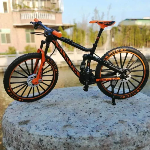 Miniatura 3 de Mini juguete de bicicleta de montaña cuesta abajo de aleación, modelo de bicicleta de dedo BMX fundido a presión para colecciones (negro/verde)