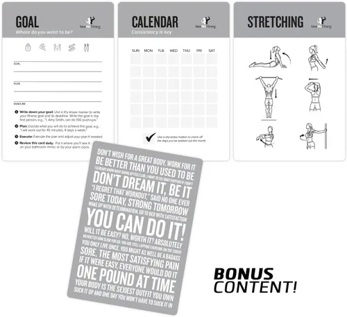 Miniatura 4 de NewMe Fitness Tarjetas de entrenamiento con mancuernas – Baraja de instrucciones de entrenamiento para mujeres y hombres, guía de fitness