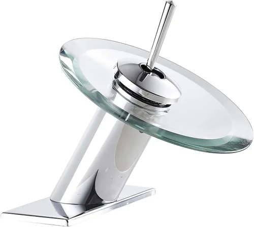 Miniatura 10 de Grifo de recipiente de baño, caño de vidrio en cascada, latón macizo, lavabo, lavabo, grifo de tocador cromado de una sola manija, fregadero de Cromo