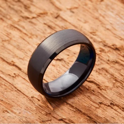Miniatura 2 de EMBR Bands Rings For Men Tungsten Silver & Black Inner-Band Colors 4 & 6 & 8mm Durable Jewelry Wedding Bands